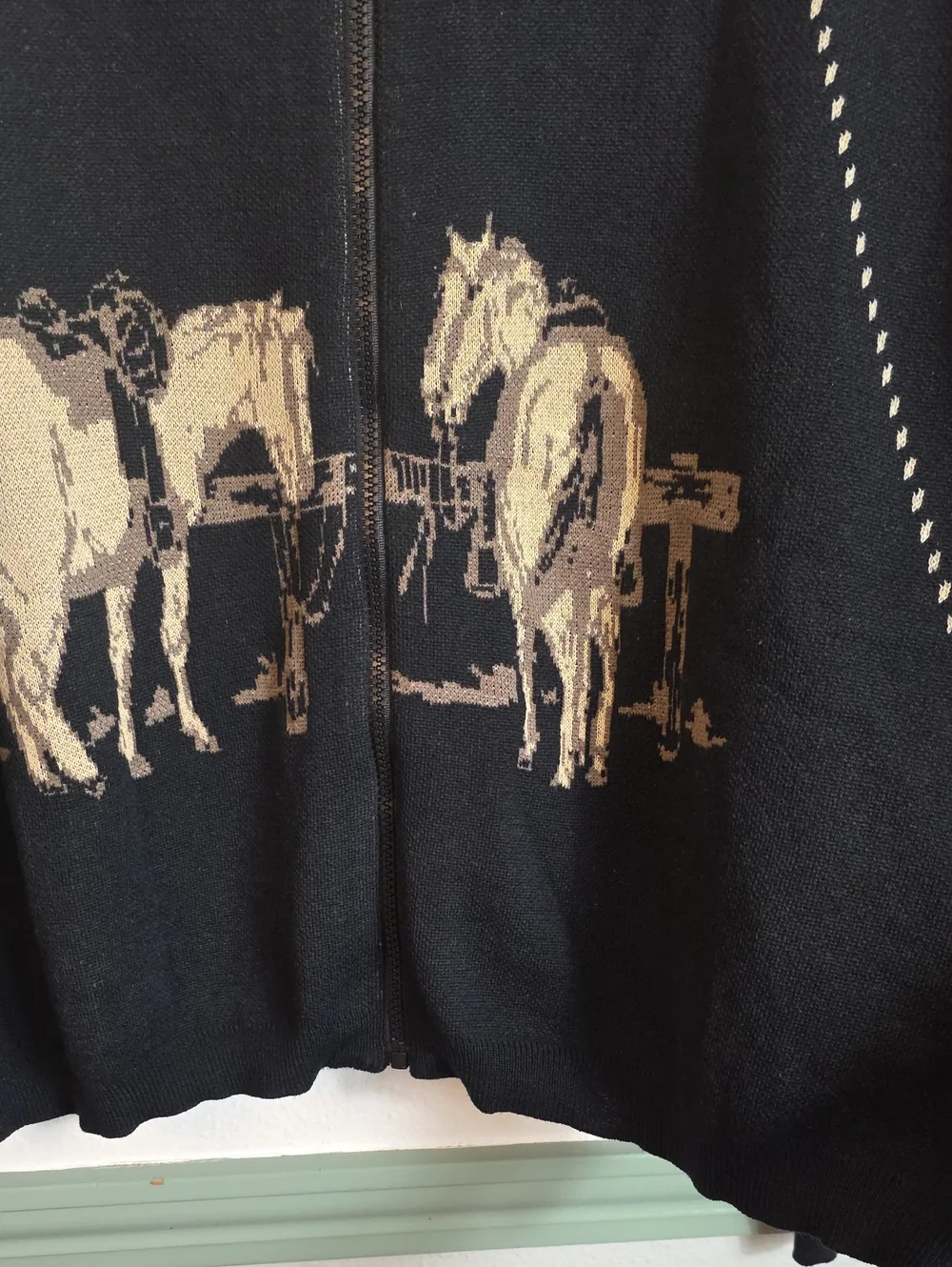 Western Trails Horse Black Knit Hoodie Jacket 2X Plus - Picture 12 of 14
